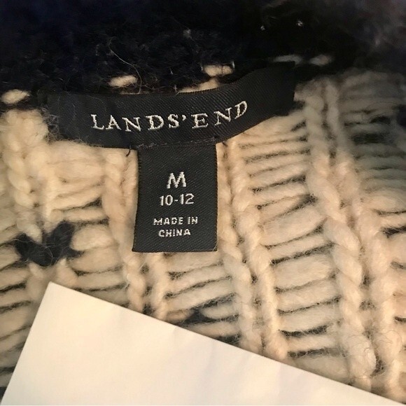 Fair Isle Sweater Wool Blend Sweater Chunky Knit Navy Blue White NWOT - Picture 4 of 9